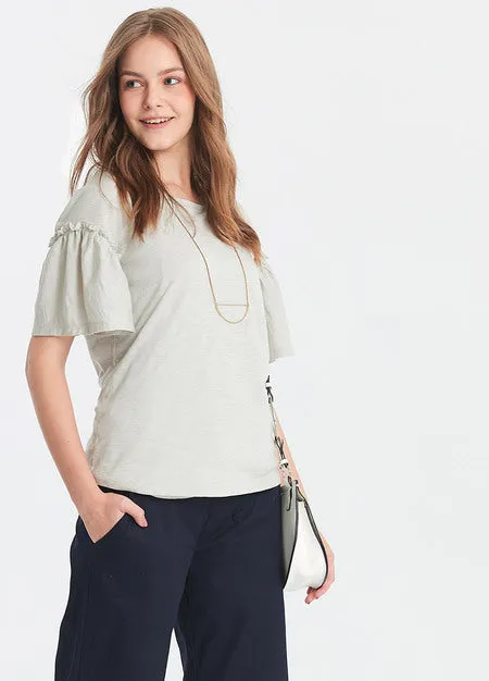 191015B Ruffled Maternity and Nursing Top (Navy)