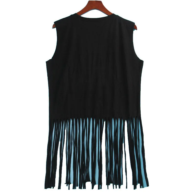 2 Colors Sexy Hot T Shirt Women GUNS N ROSES Print Crop Top T-shirt Women Cropped Tops Tassel Hollow Out Sleeveless  Tee Shirt