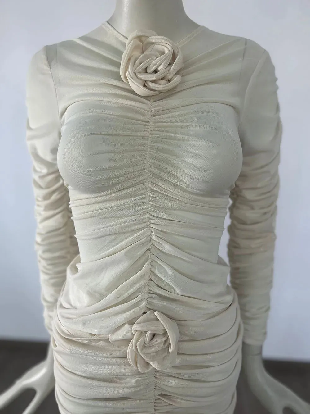 3D Floral Long Sleeved Mesh