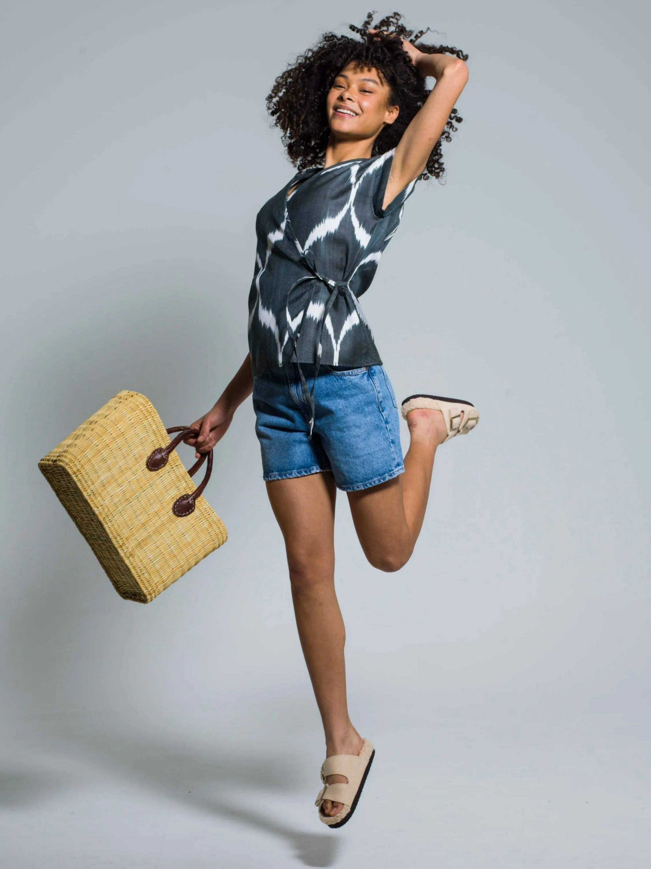 85% Silk Wrapped Blouse "Mystical Midnight"