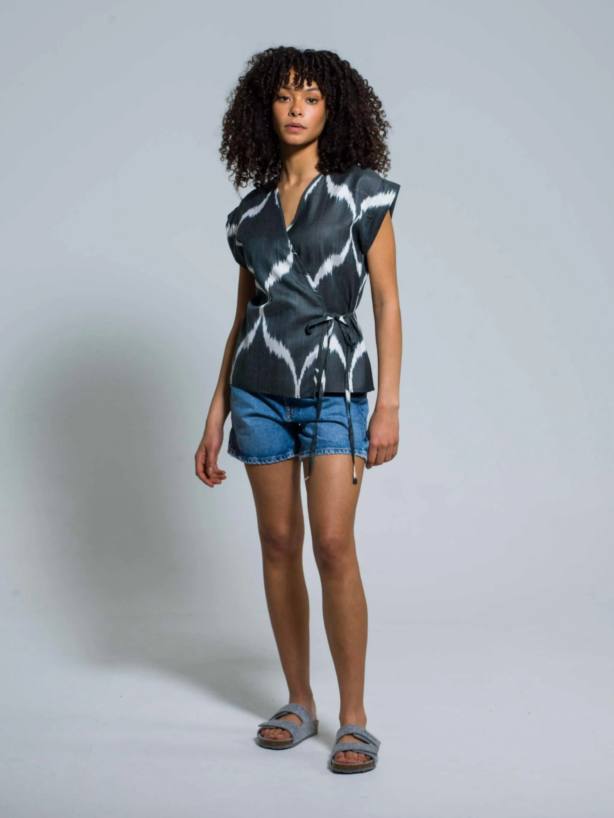 85% Silk Wrapped Blouse "Mystical Midnight"