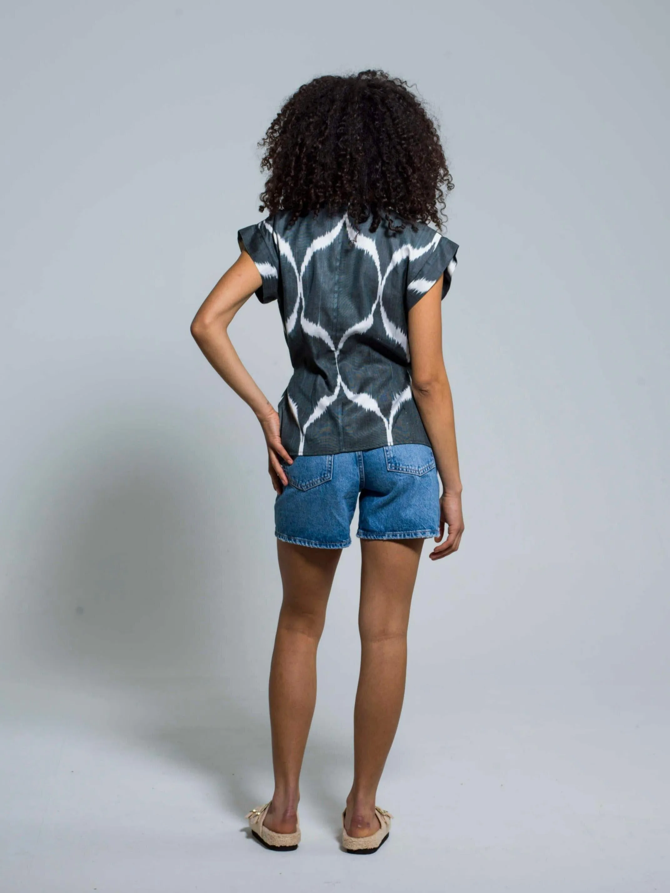 85% Silk Wrapped Blouse "Mystical Midnight"