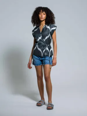85% Silk Wrapped Blouse "Mystical Midnight"