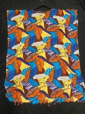 African Print Boubou Dress with Head Wrap