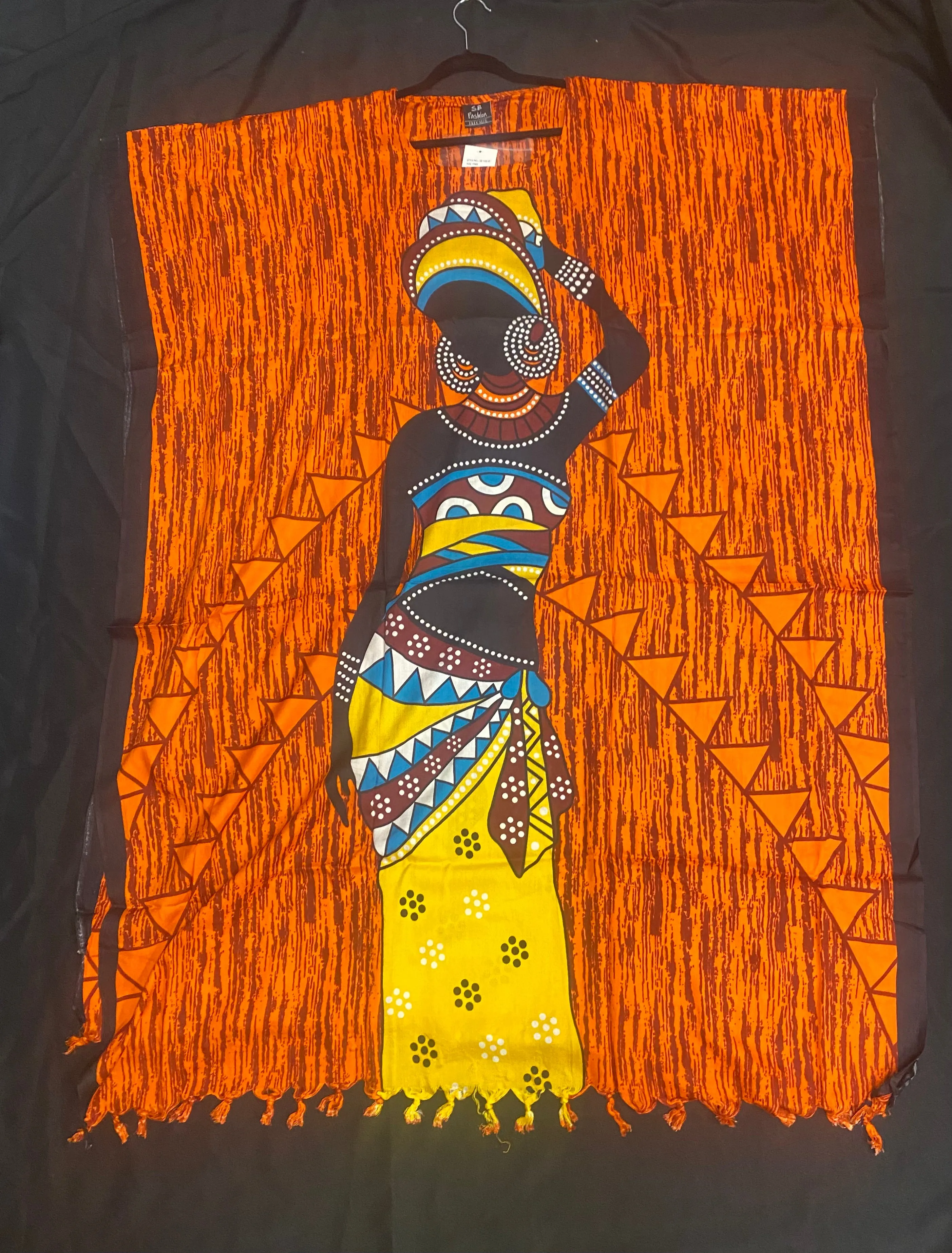 African Print Boubou Dress with Head Wrap