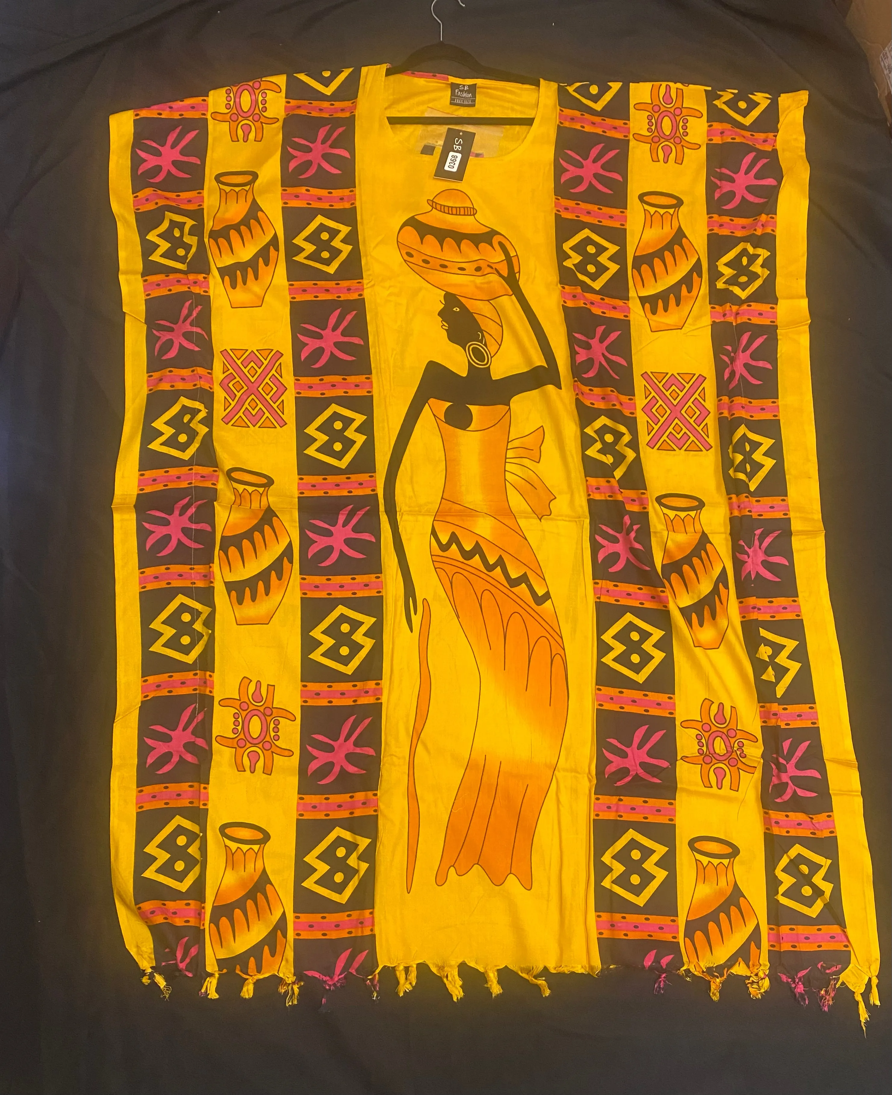 African Print Boubou Dress with Head Wrap