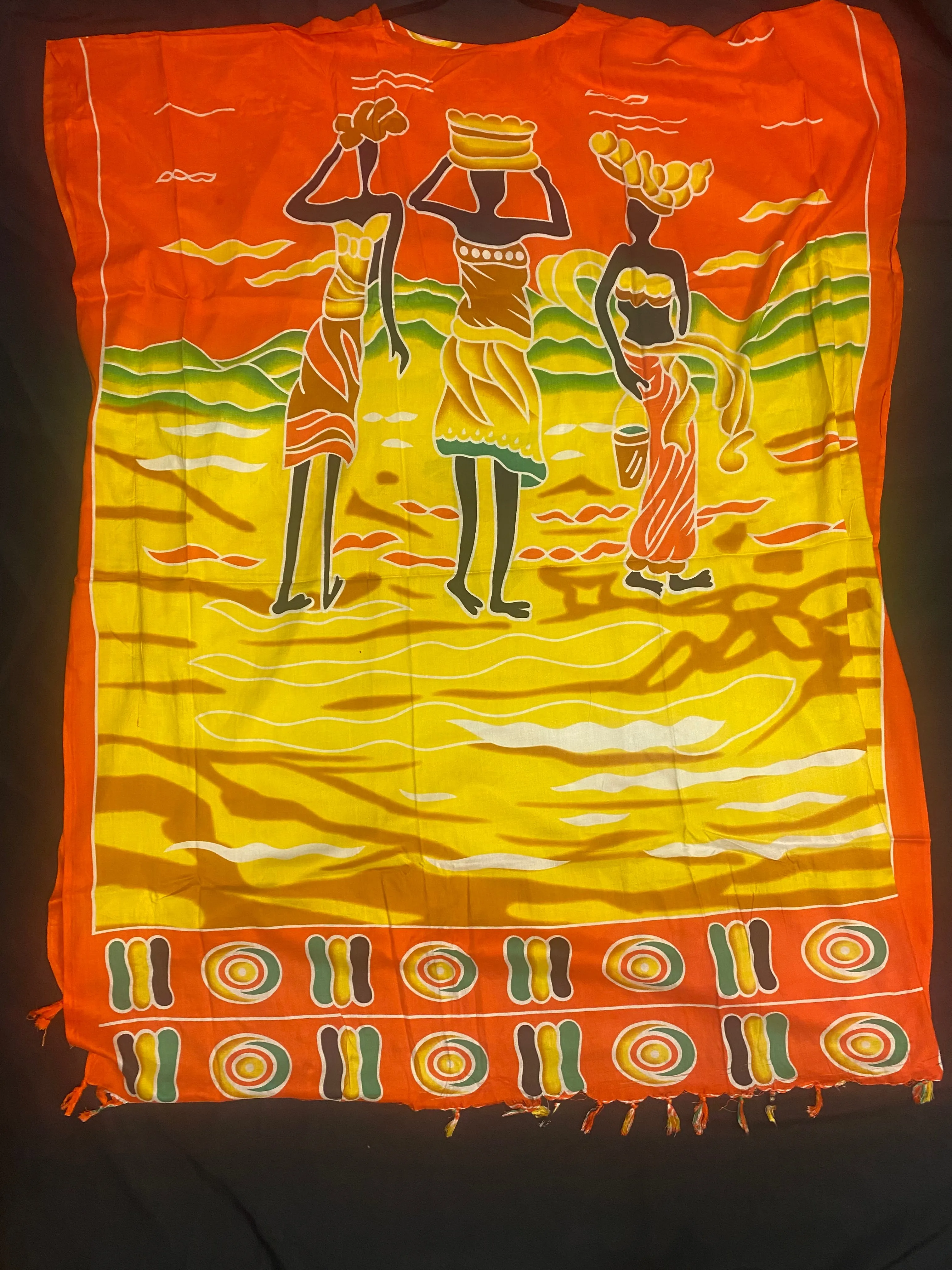 African Print Boubou Dress with Head Wrap