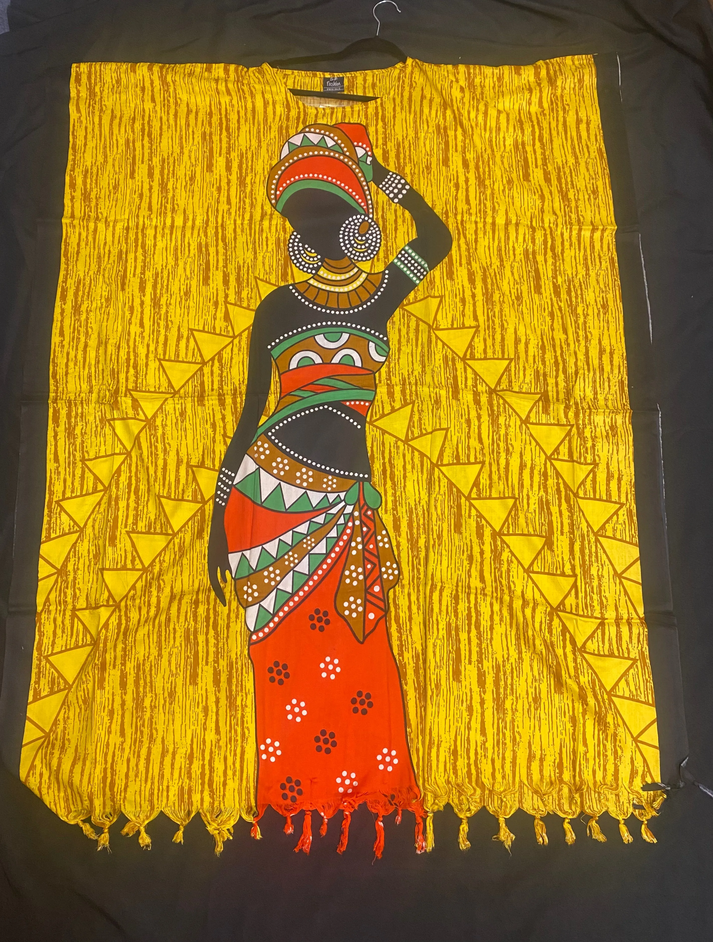African Print Boubou Dress with Head Wrap