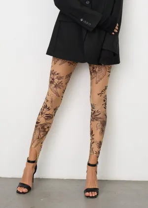 Antik Sheer Mesh Tattoo Effect Leggings for Women – Bold & Stylish