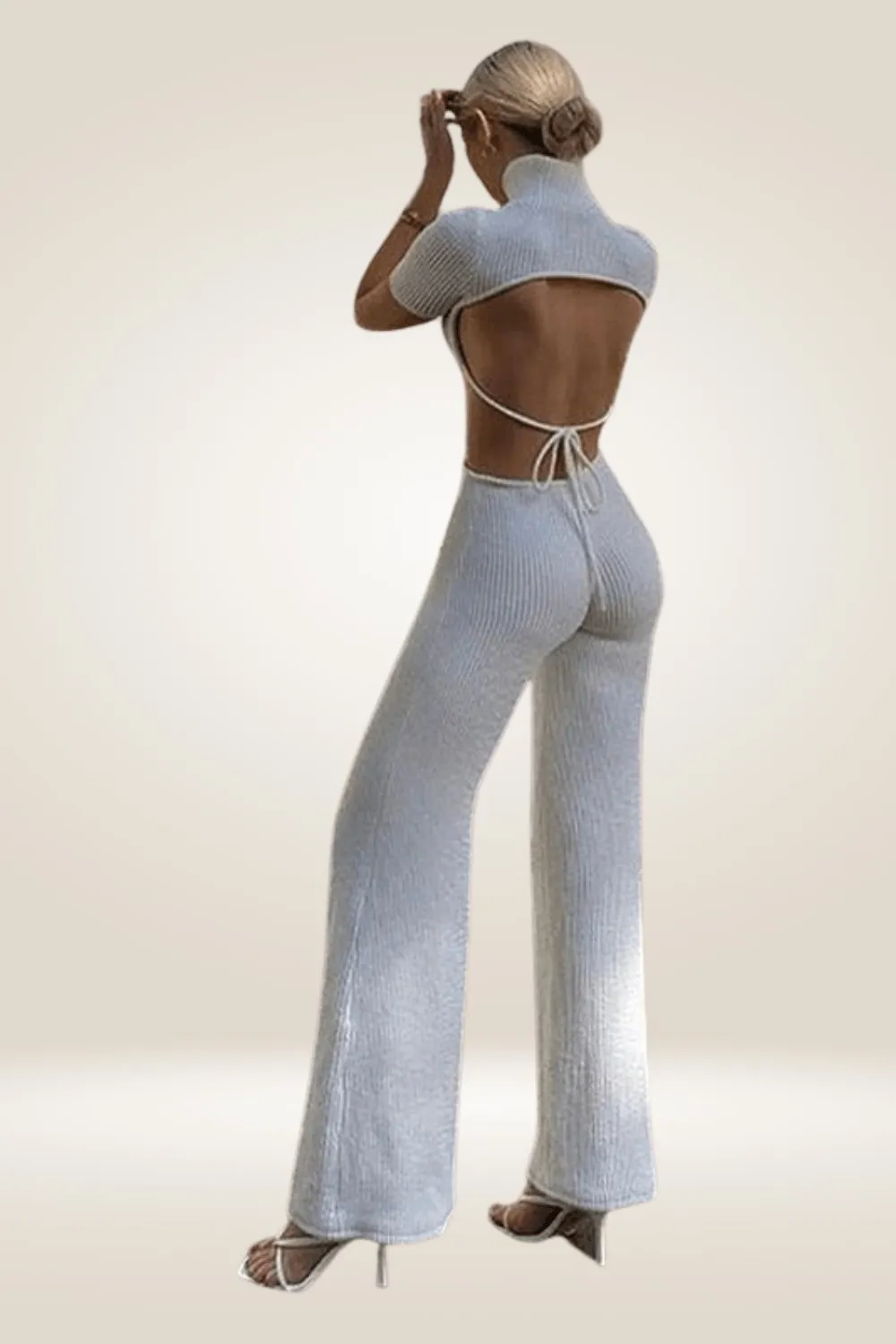 Backless Cut Out White Jumpsuit