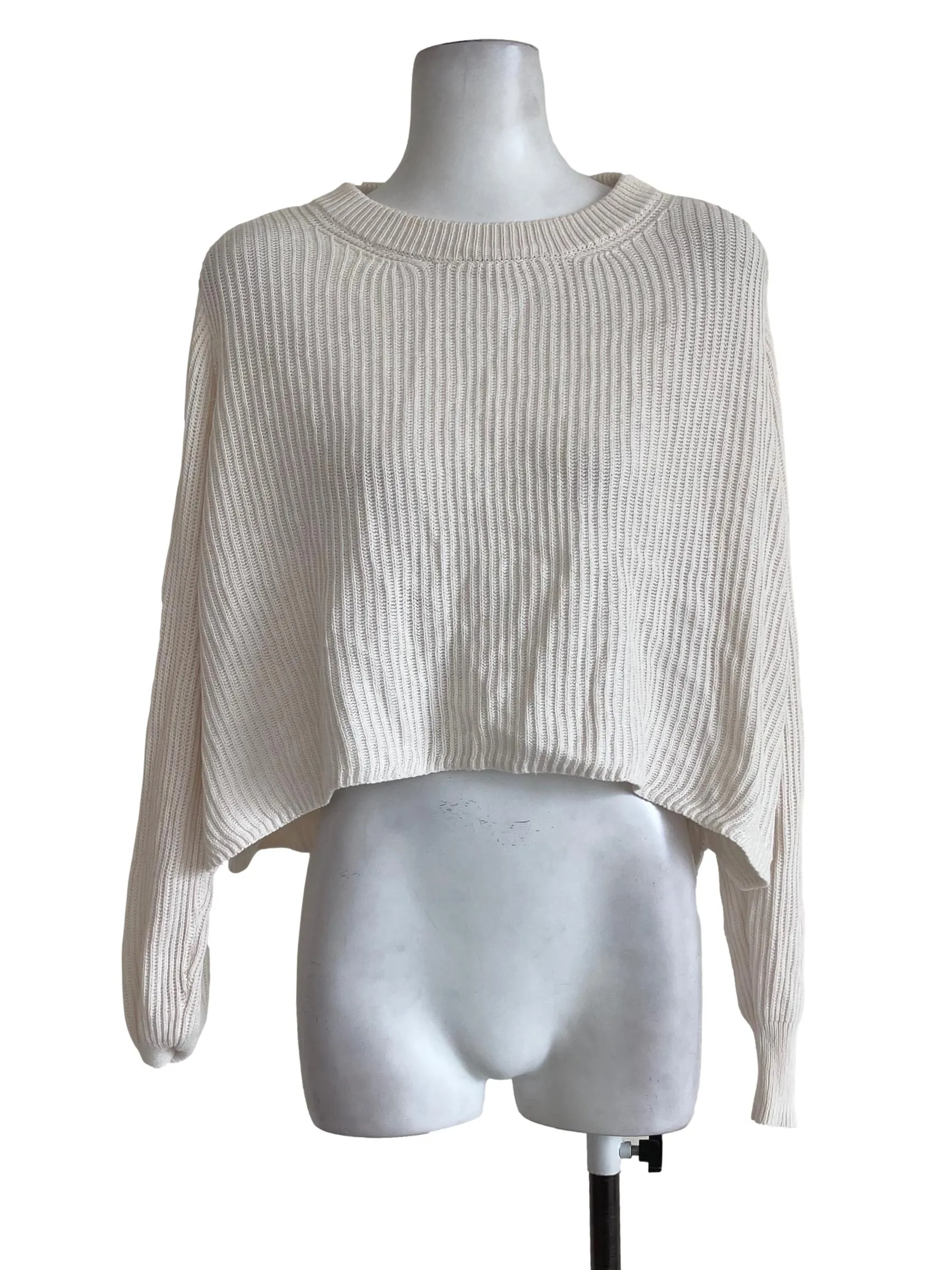 Beige Knitted Baggy Crop Top