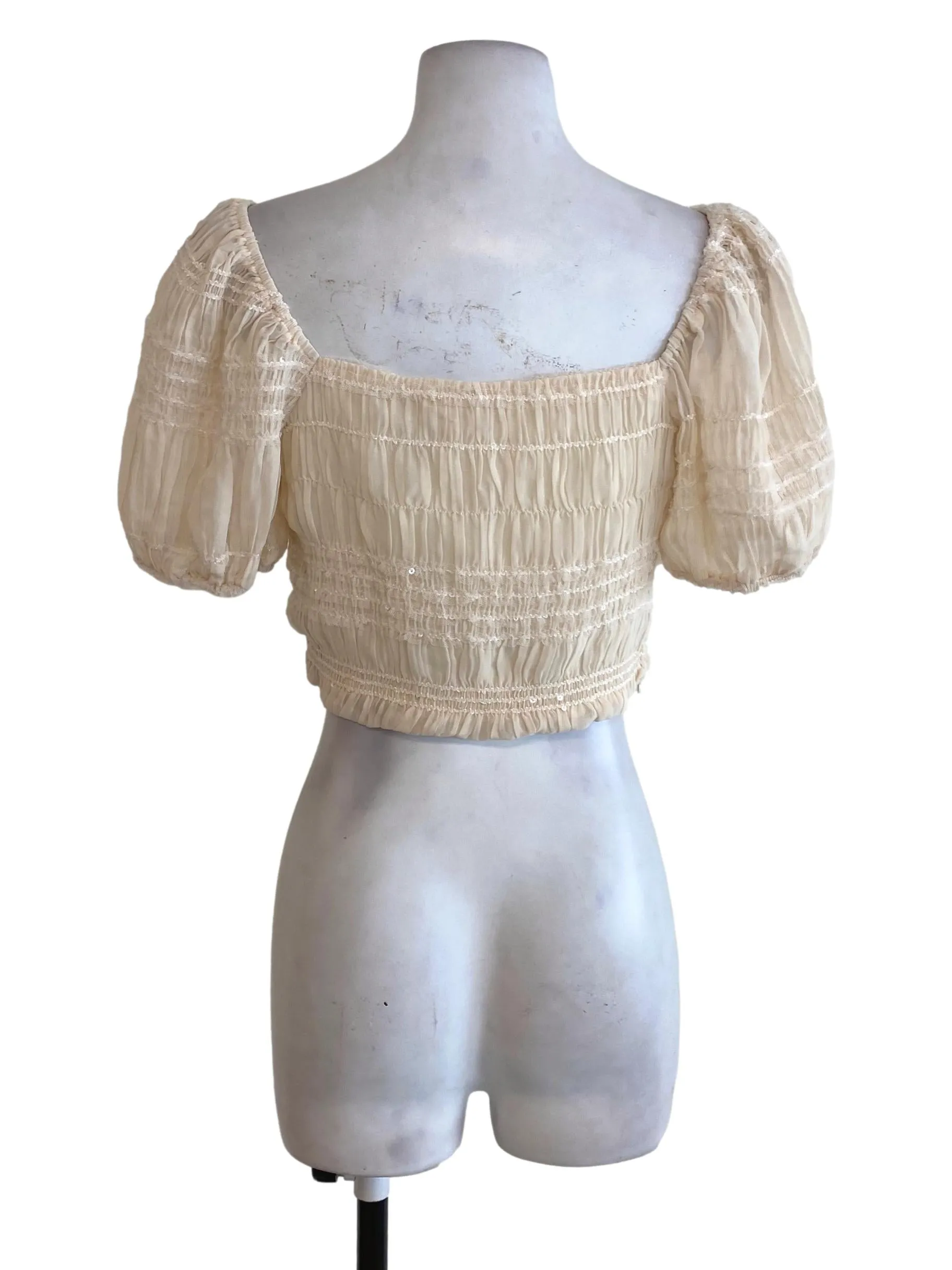 Beige Pleated Top
