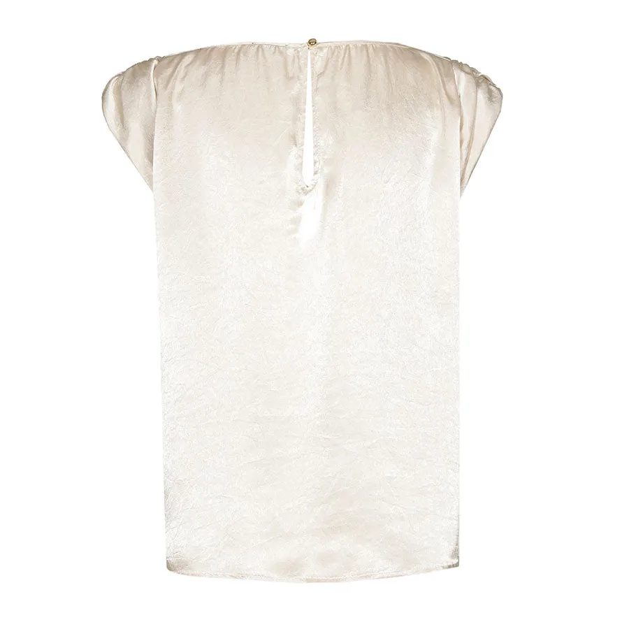 BEIGE SLEEVELESS SHINY TOP
