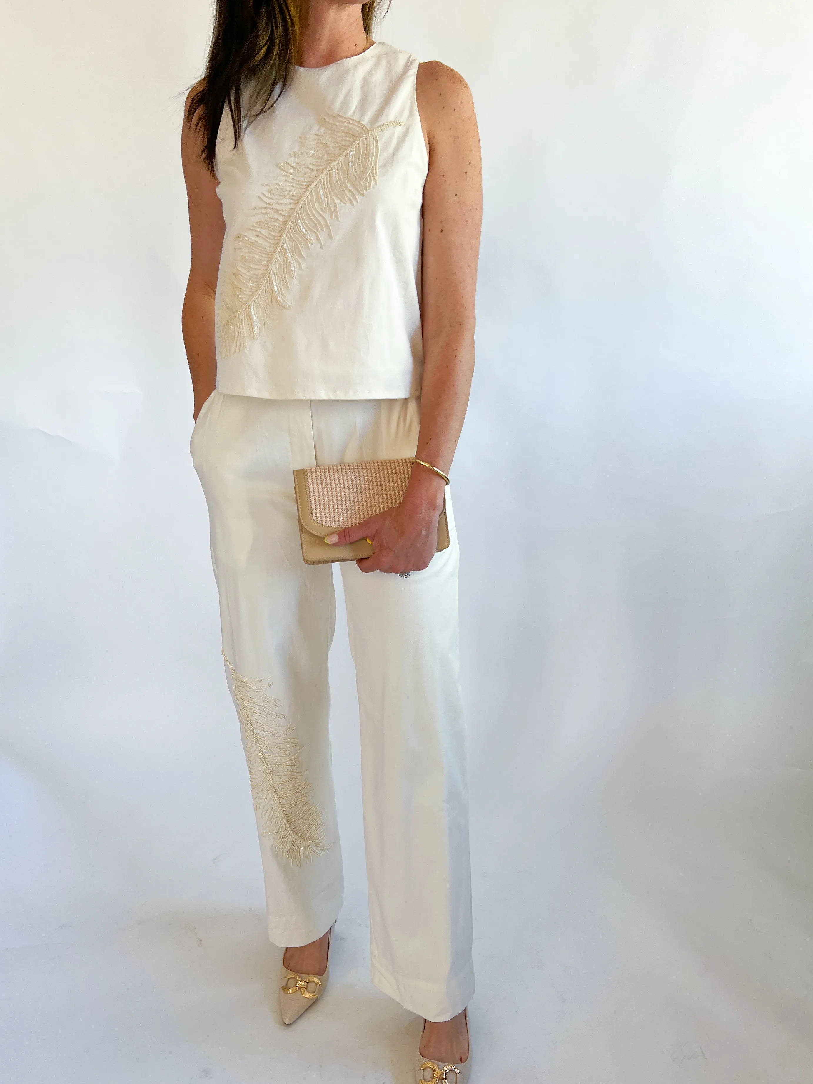 Berit Embroidered Feather Top