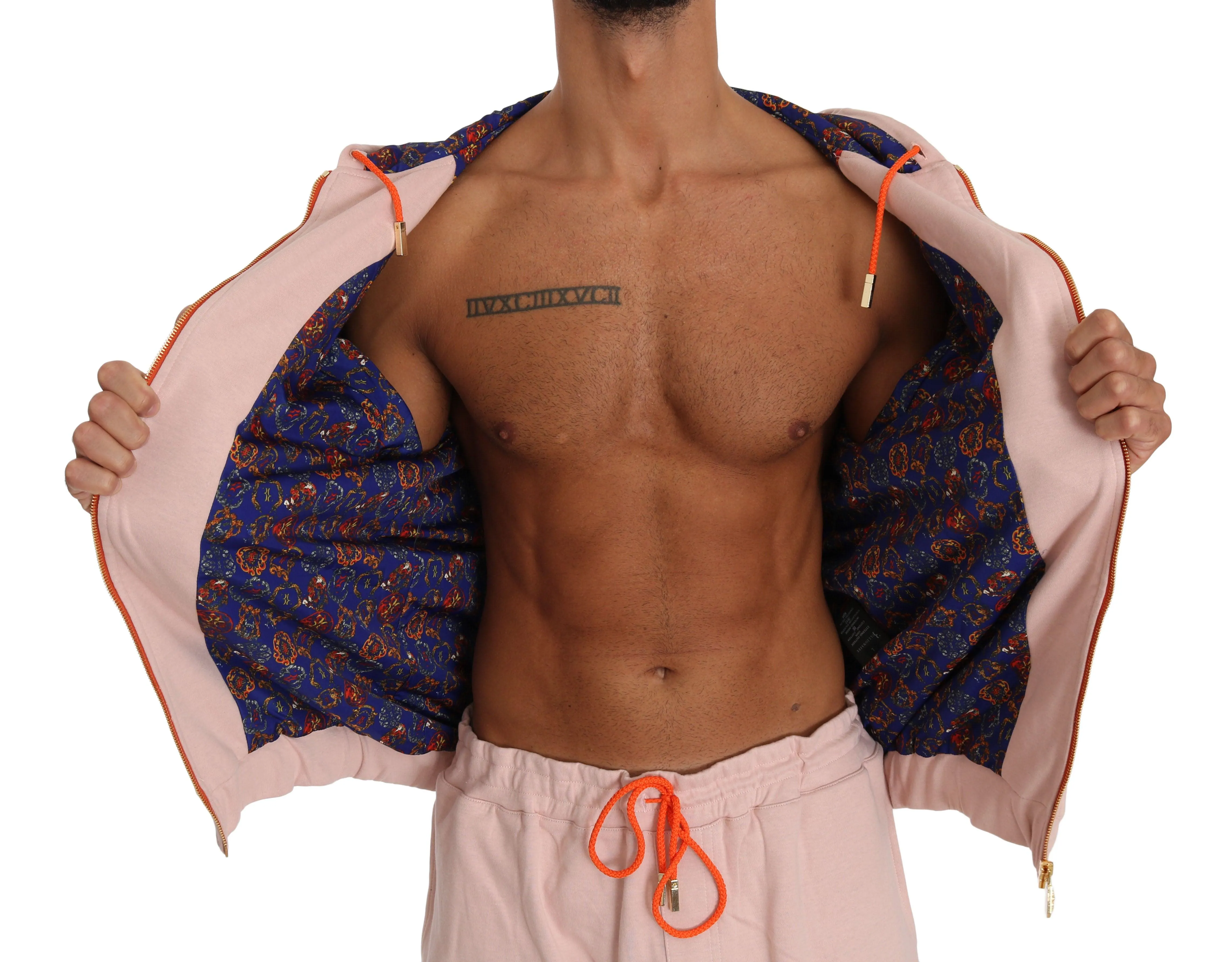Billionaire Italian Couture Pink Cotton Sweater Pants Tracksuit