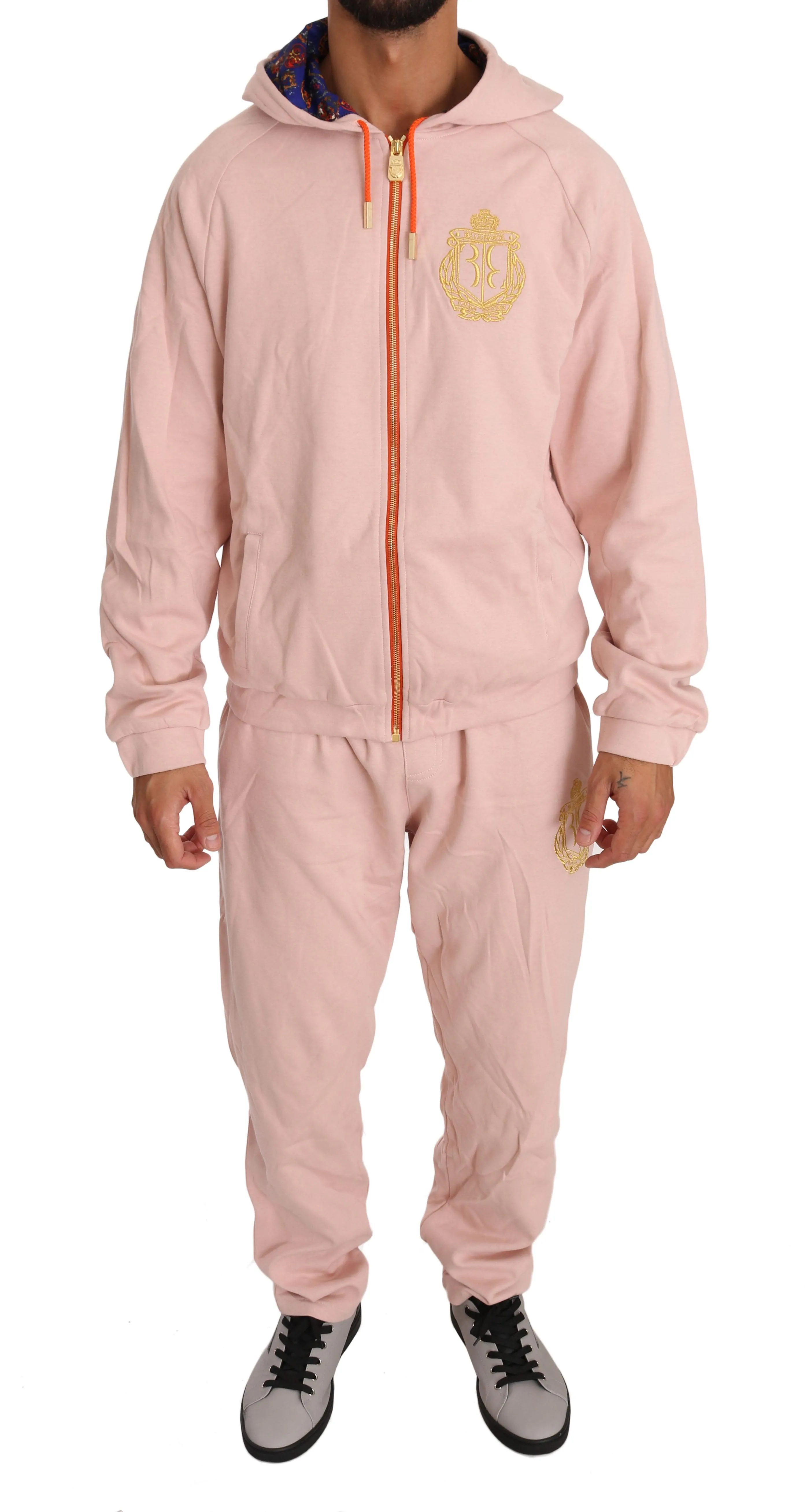 Billionaire Italian Couture Pink Cotton Sweater Pants Tracksuit