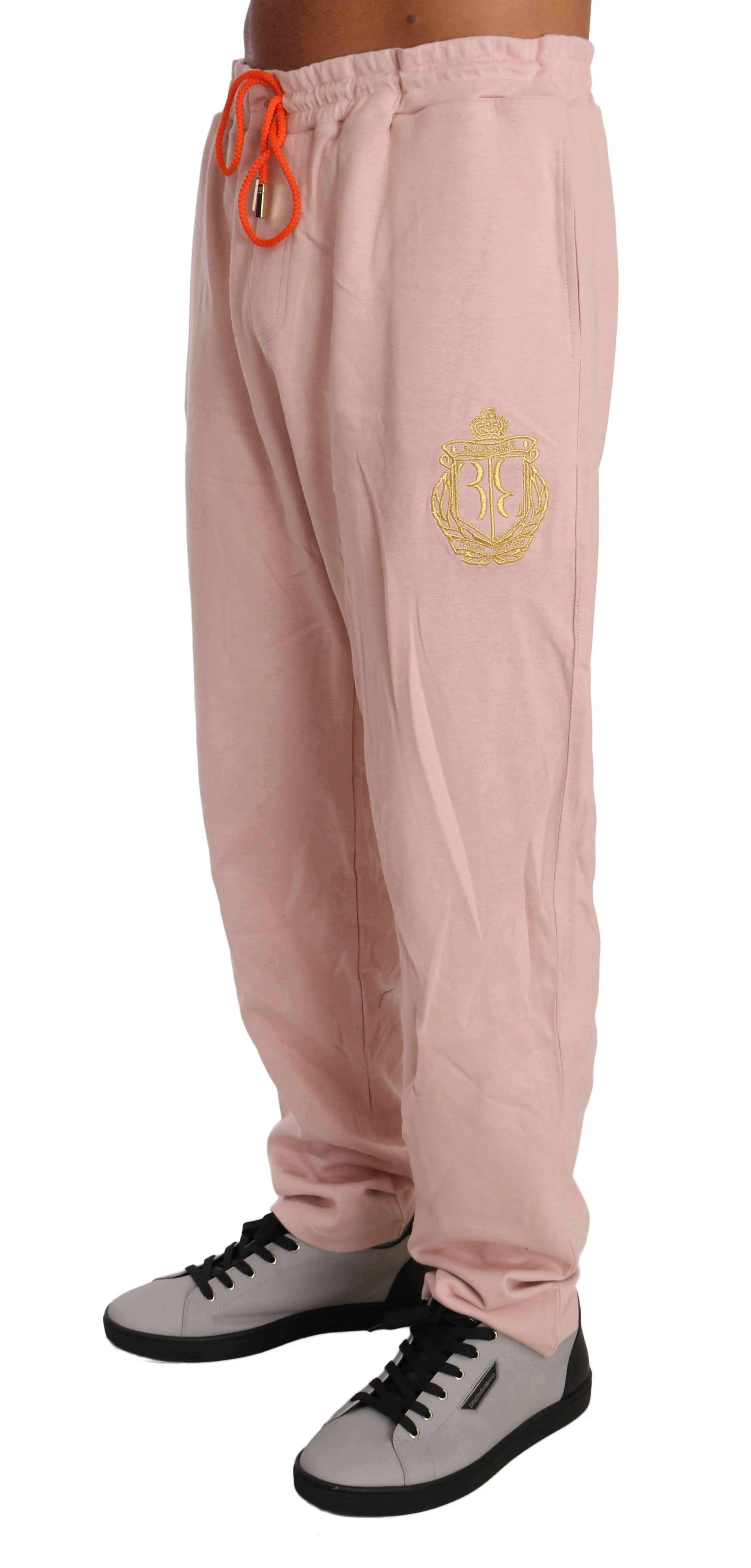 Billionaire Italian Couture Pink Cotton Sweater Pants Tracksuit