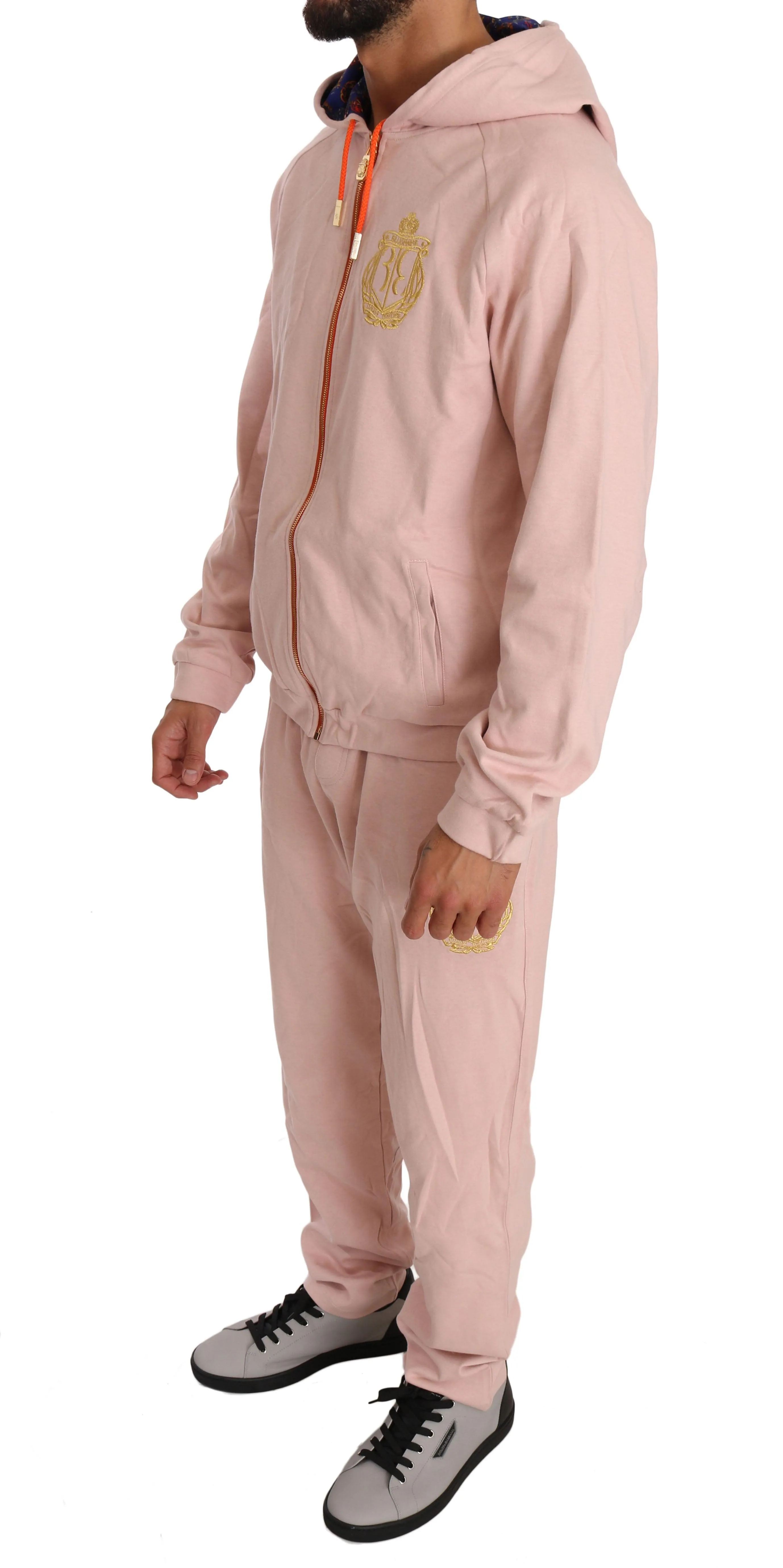 Billionaire Italian Couture Pink Cotton Sweater Pants Tracksuit