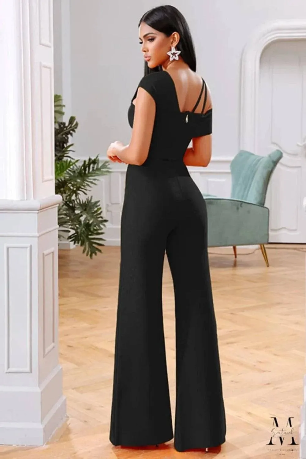 Black bodycon Top & Pants Two Piece Jumpsuit Set