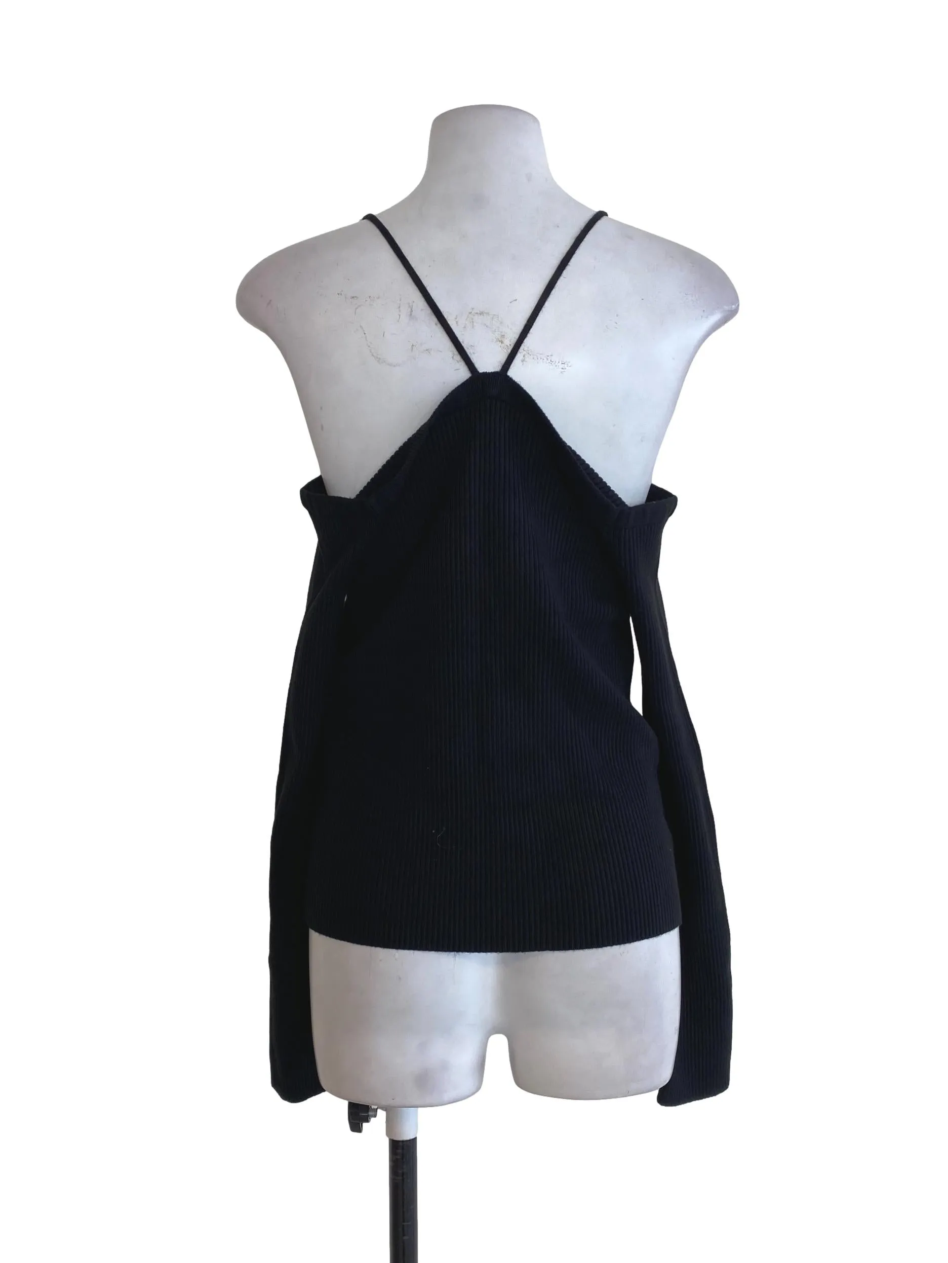 Black Knit Sabrina Neck Top
