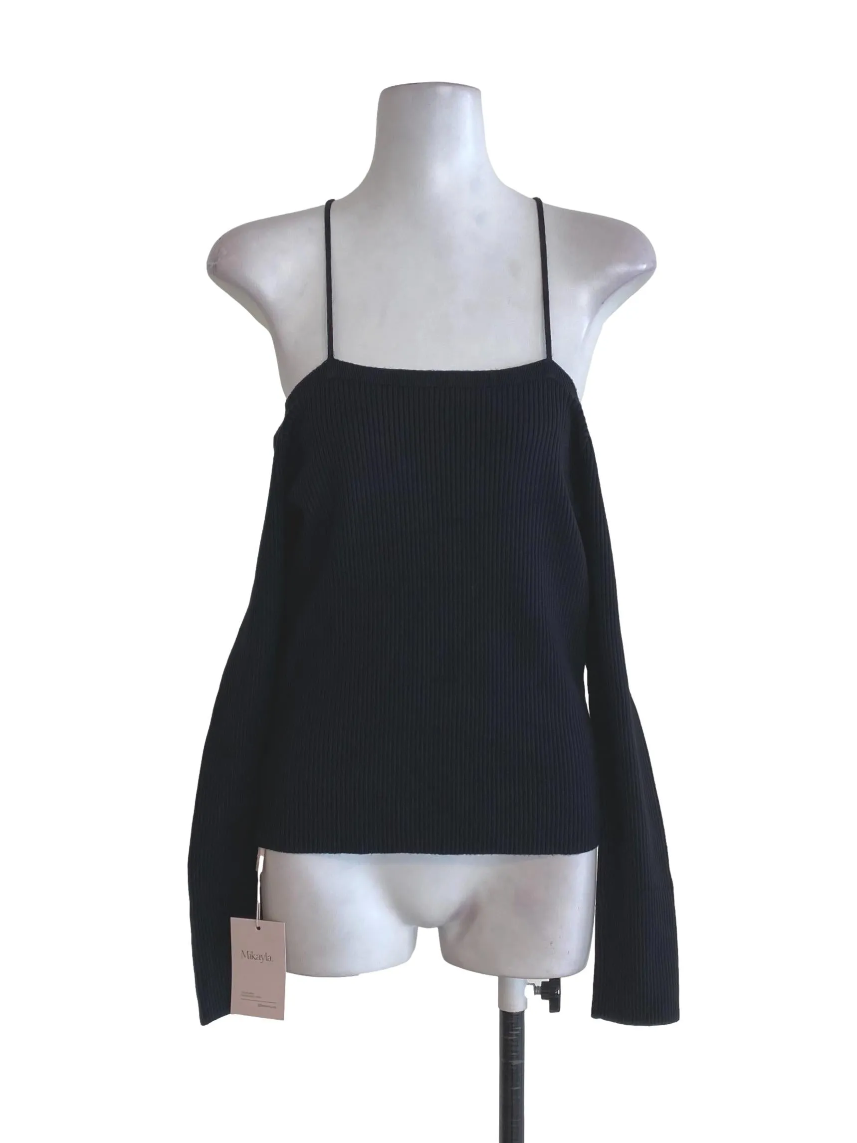Black Knit Sabrina Neck Top