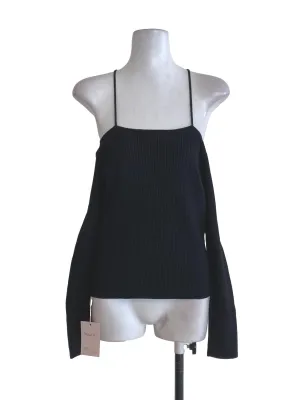 Black Knit Sabrina Neck Top