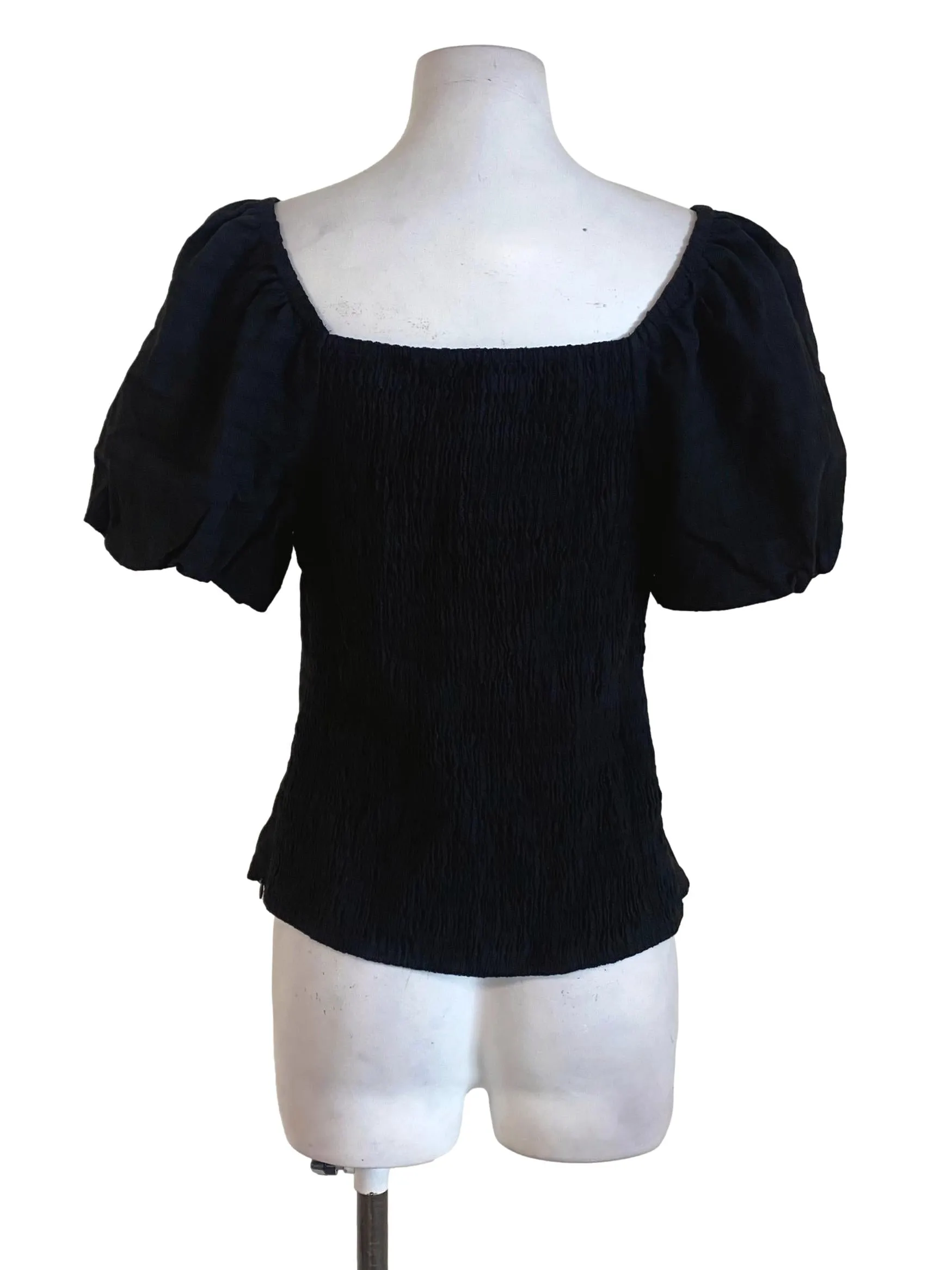 Black Puffy Sleeve Top
