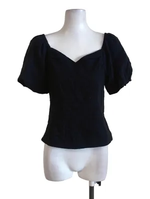 Black Puffy Sleeve Top