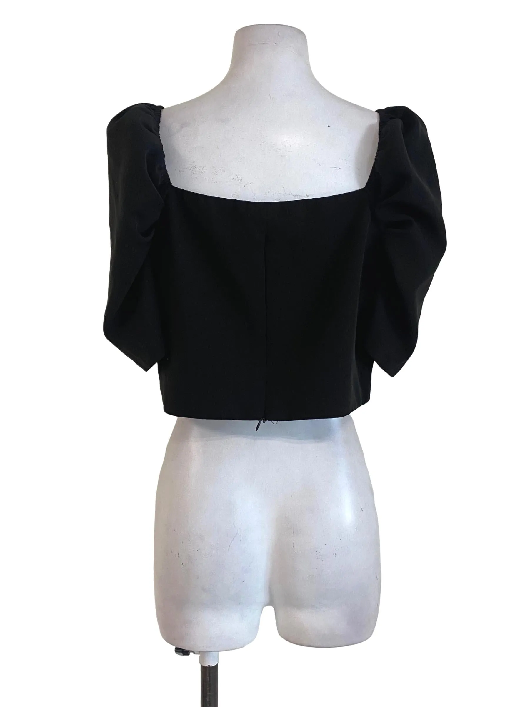 Black Puffy Sleeve Top