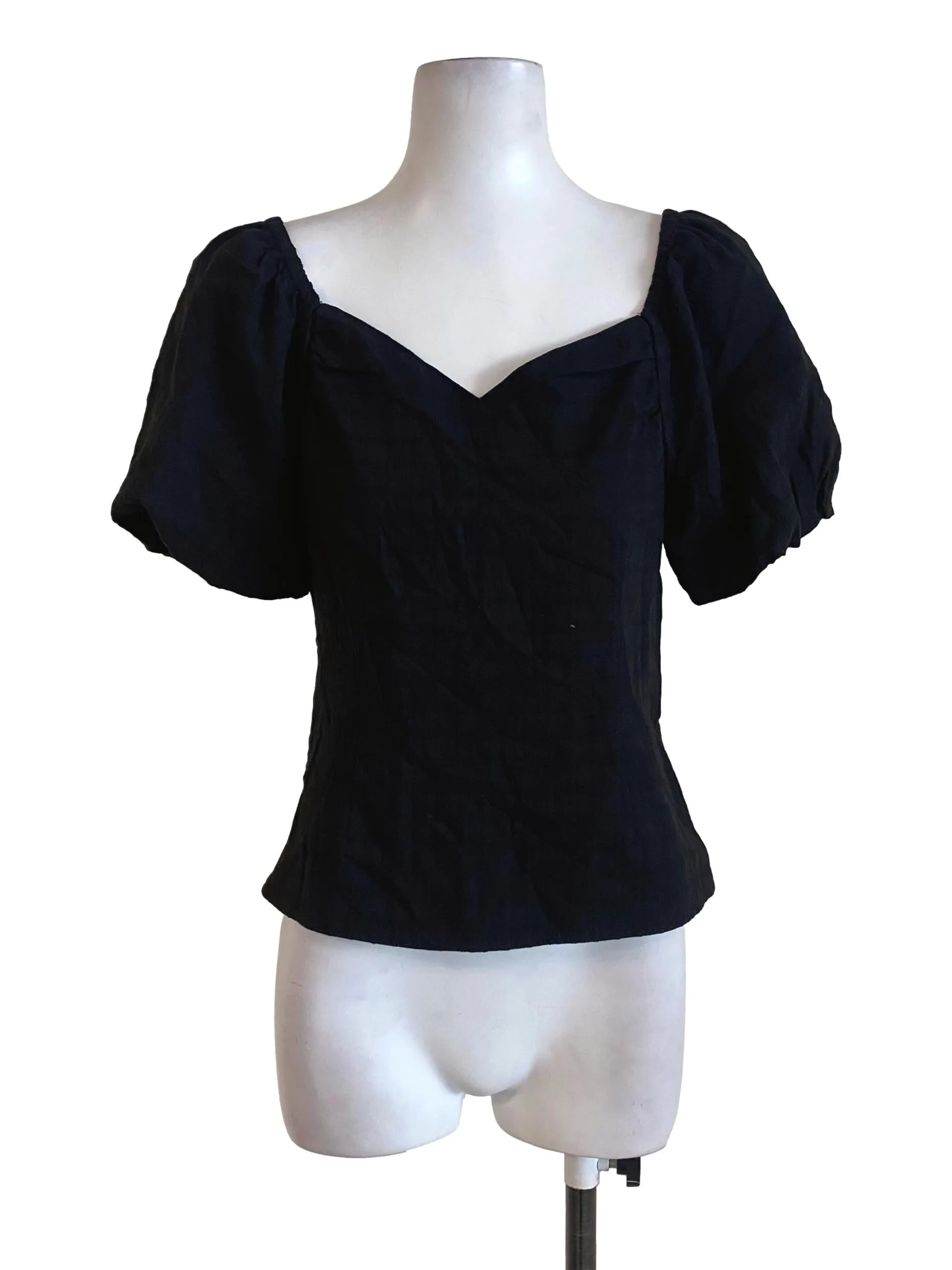 Black Puffy Sleeve Top