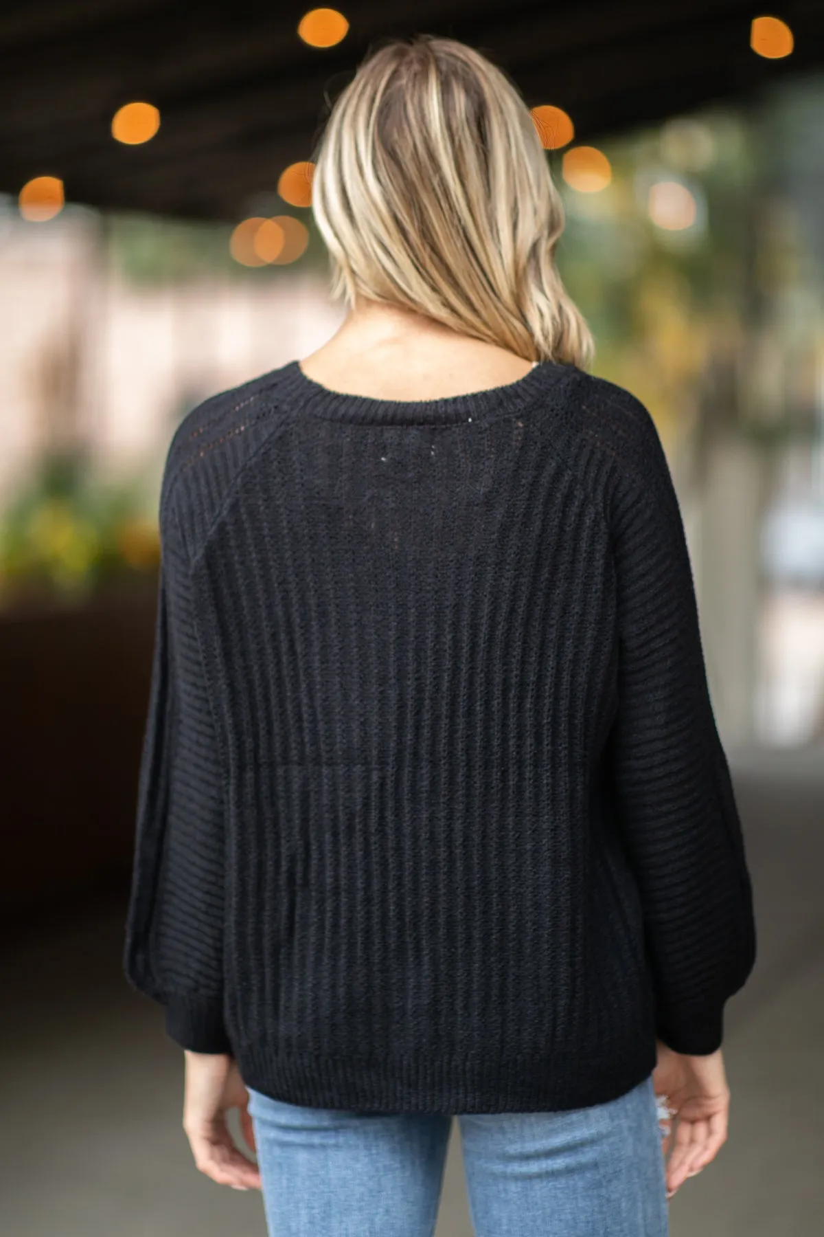 Black Raglan Sleeve Sweater