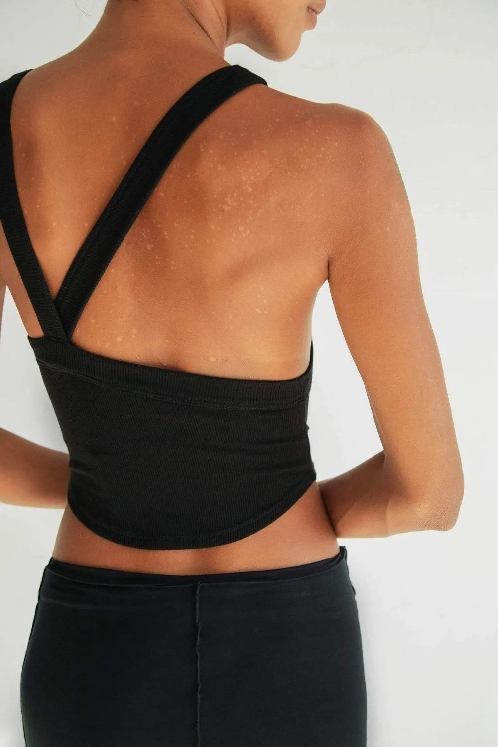 Black Sleeveless Crop Top