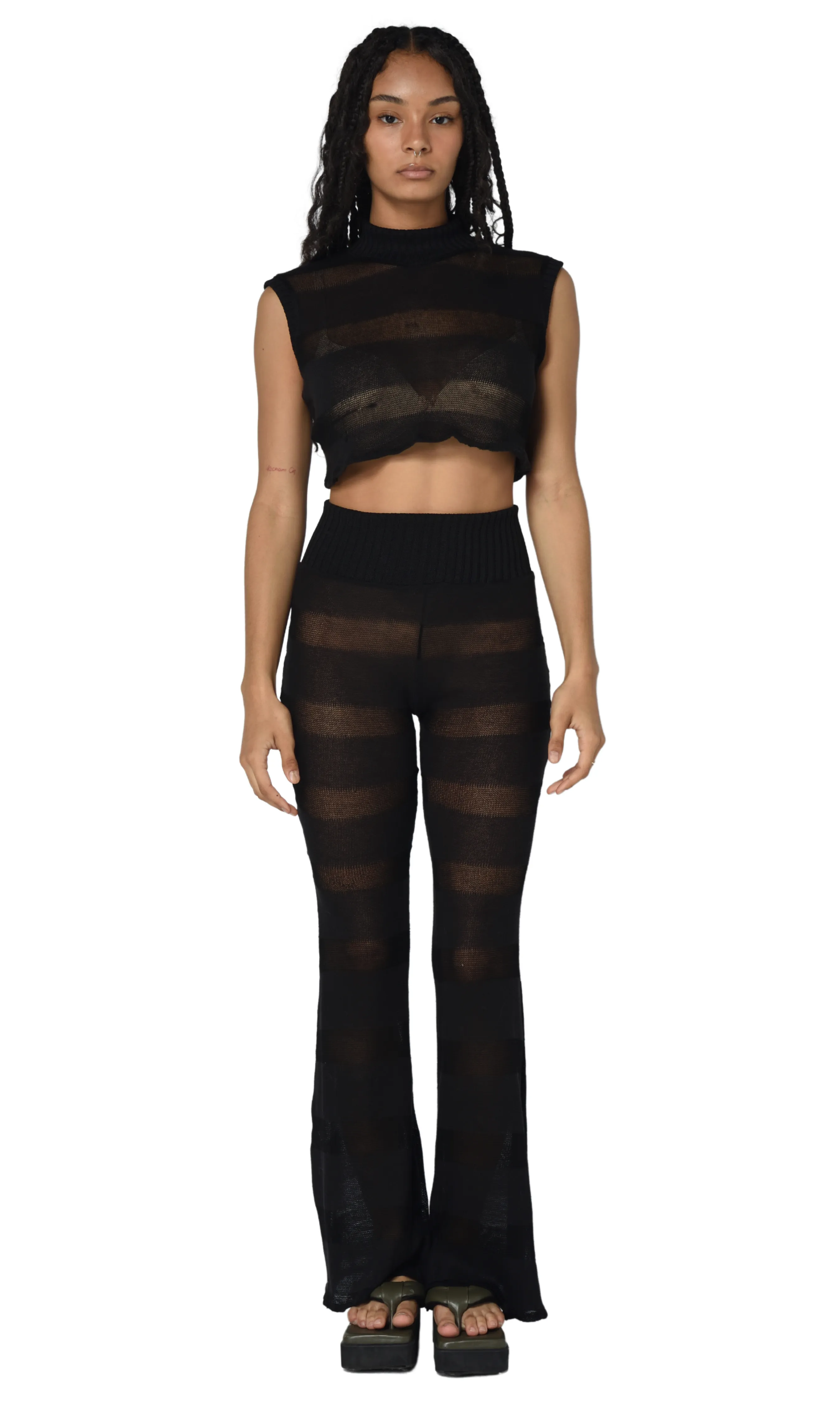 BLACK STRIPED EVA TOP