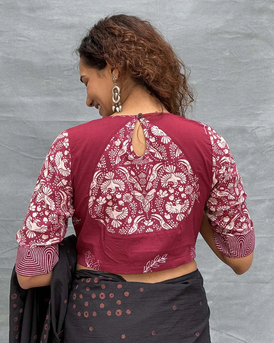 Bloom Blockprinted Cotton Blouse - Soil