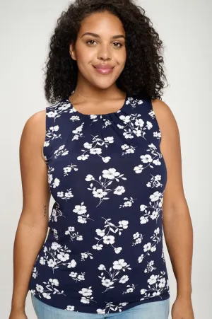 Blue Floral Plus Size Tops