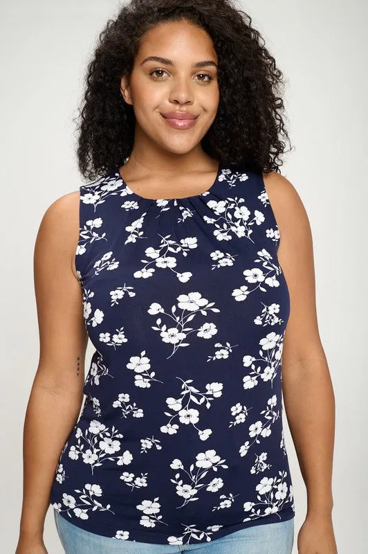 Blue Floral Plus Size Tops