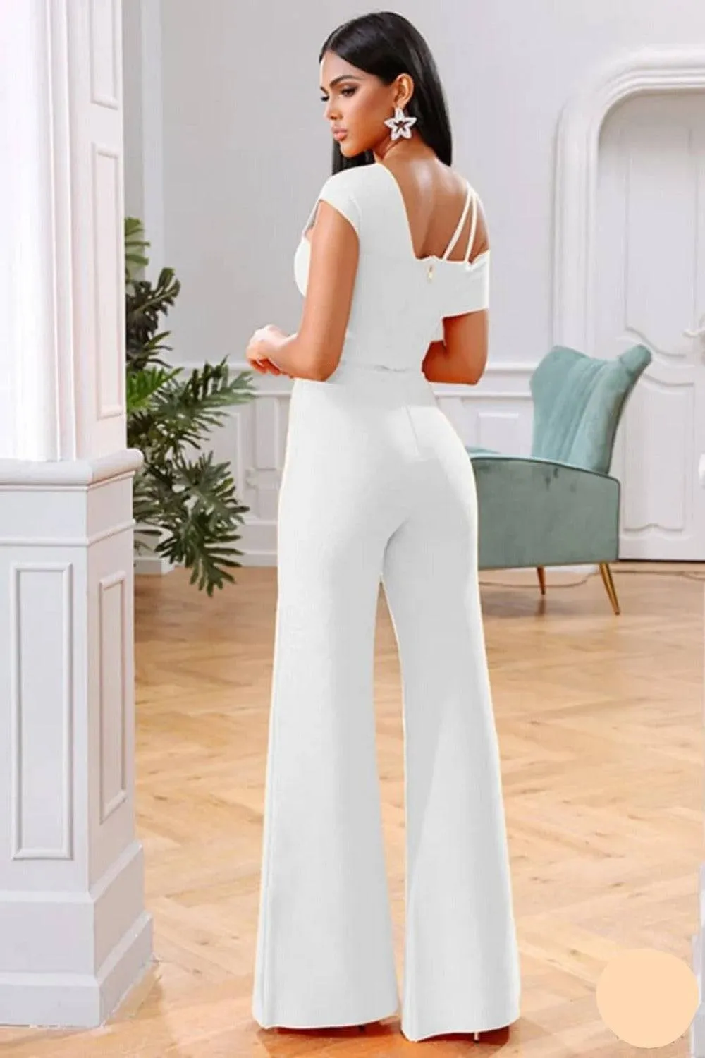 bodycon Jumpsuit Top & Pants White Two Piece Set