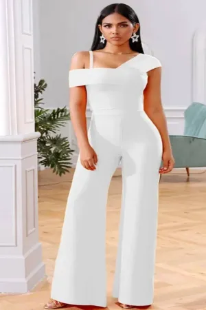 bodycon Jumpsuit Top & Pants White Two Piece Set