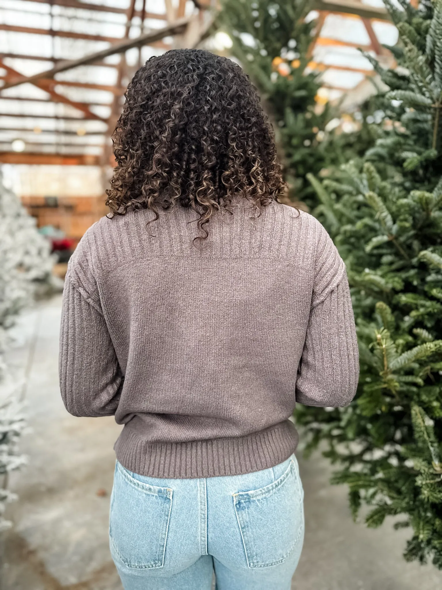 Brooks Mock Neck Sweater - Violet Grey