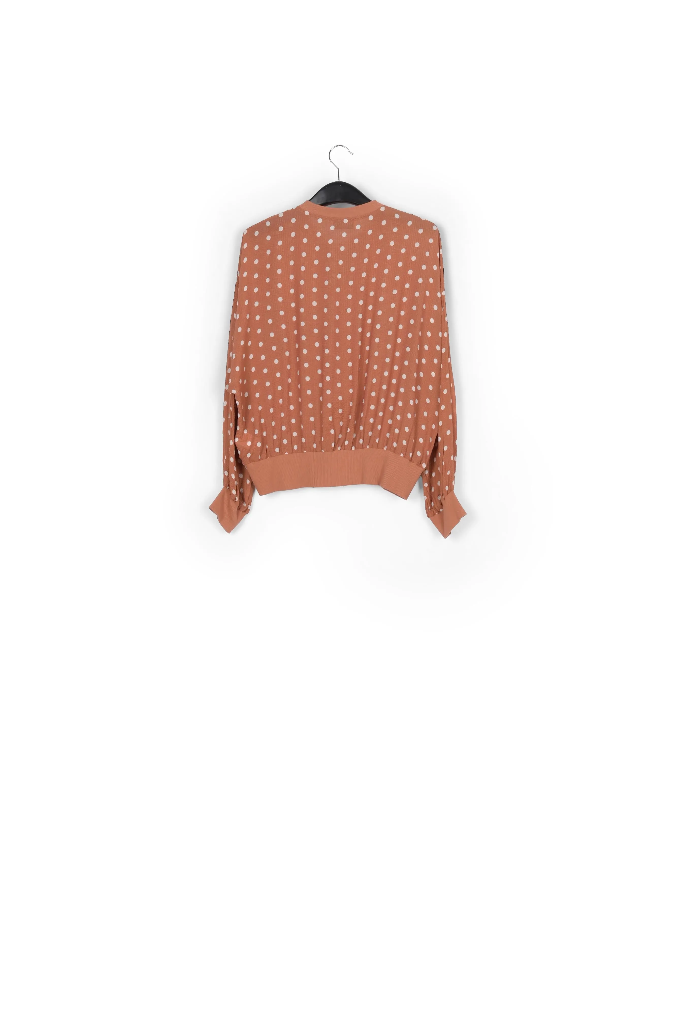 Brown and white polka-dot loose-fit top