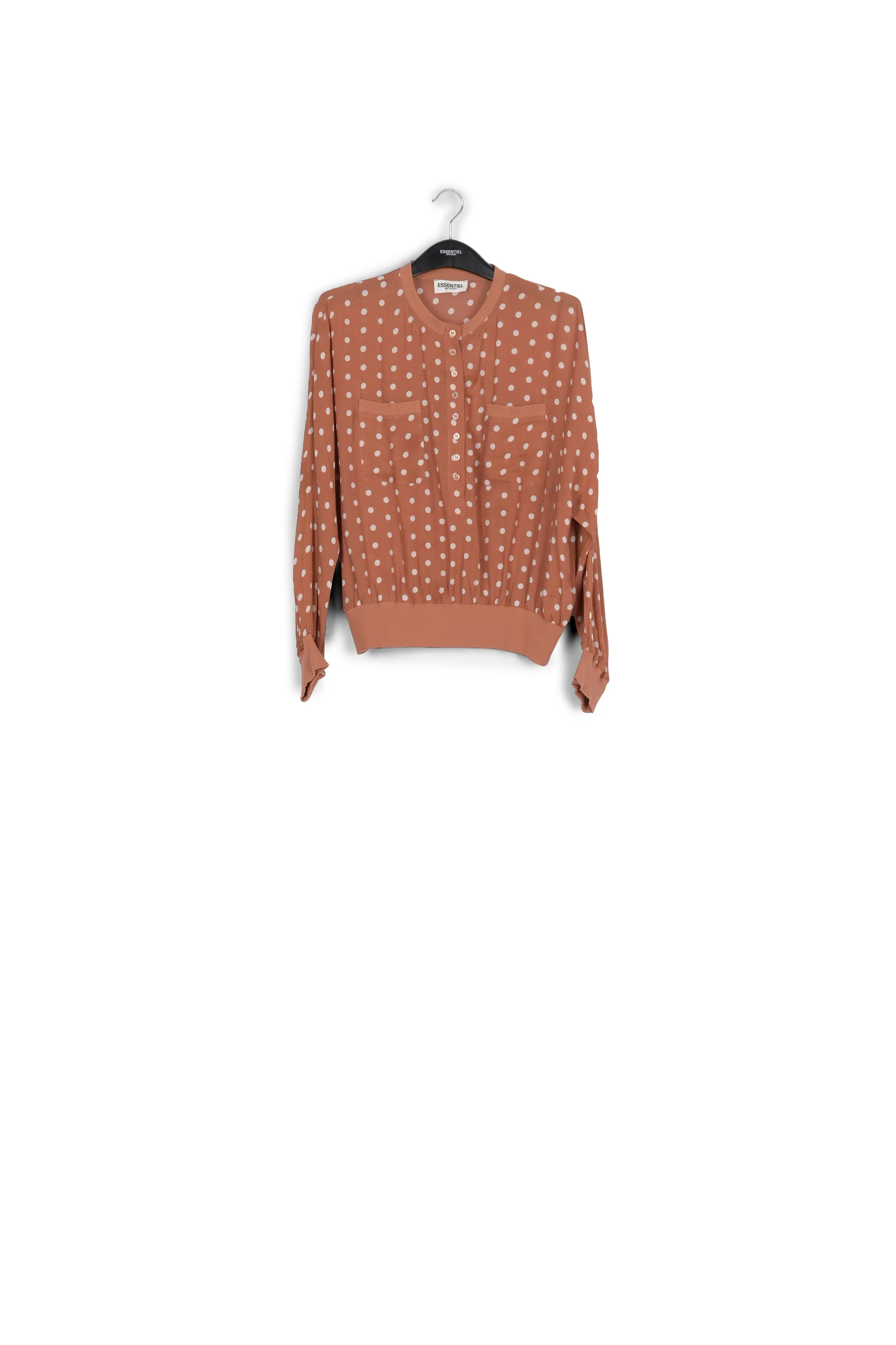Brown and white polka-dot loose-fit top