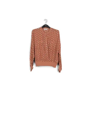 Brown and white polka-dot loose-fit top
