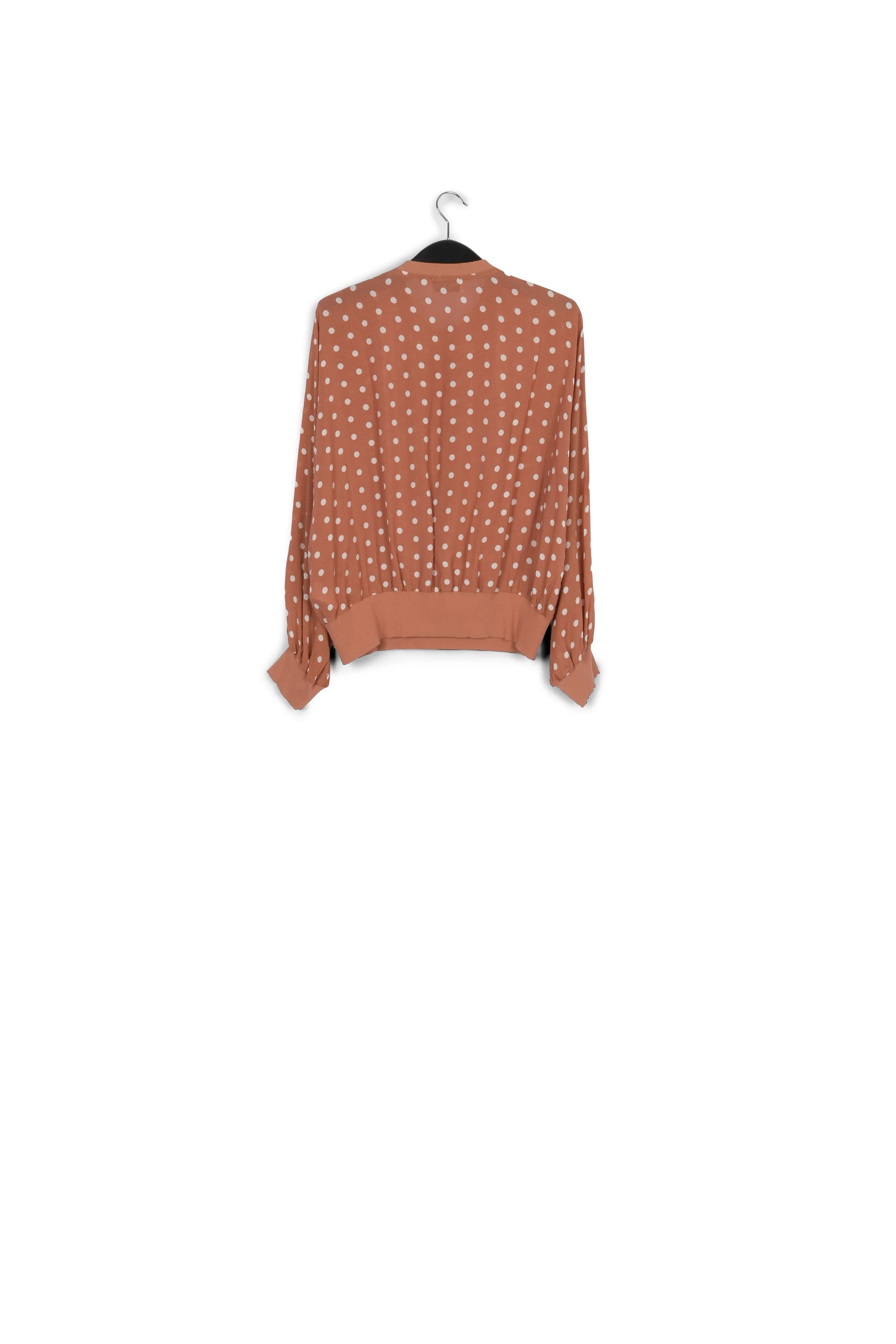 Brown and white polka-dot loose-fit top