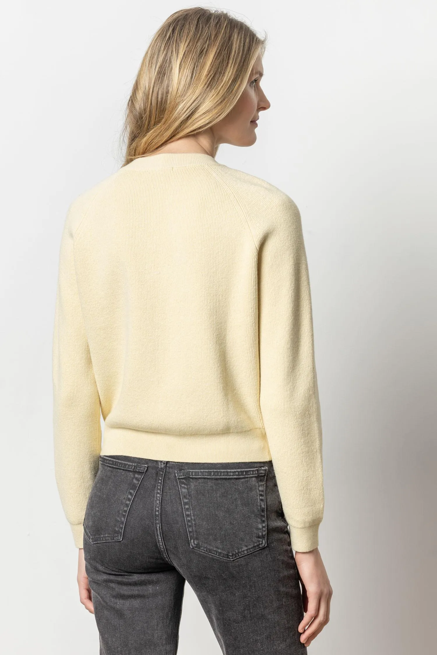 Button Raglan Crewneck Sweater