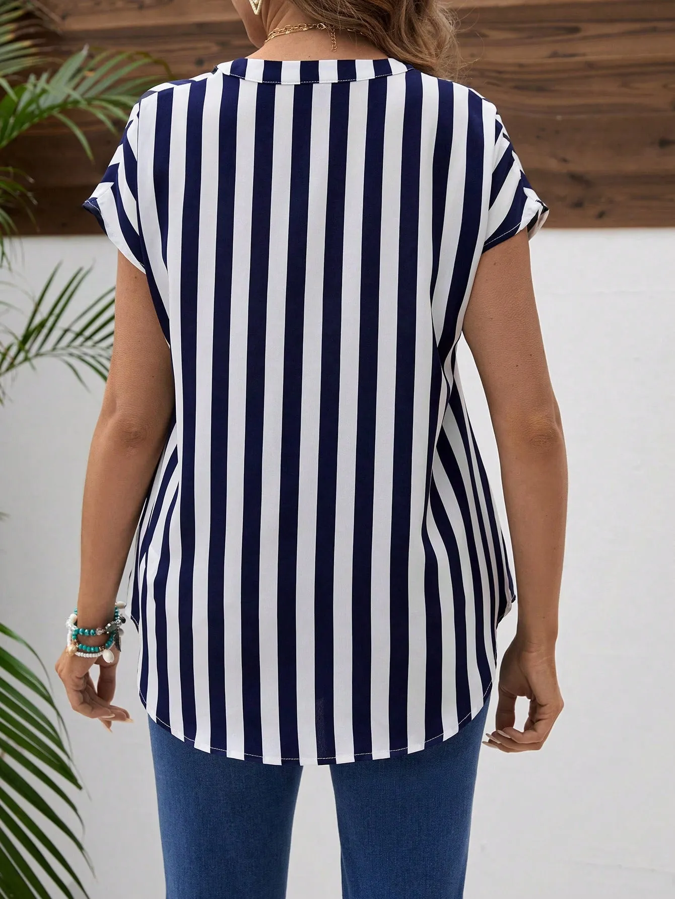 Camisa De Rayas De Manga Murciélago Para Maternidad