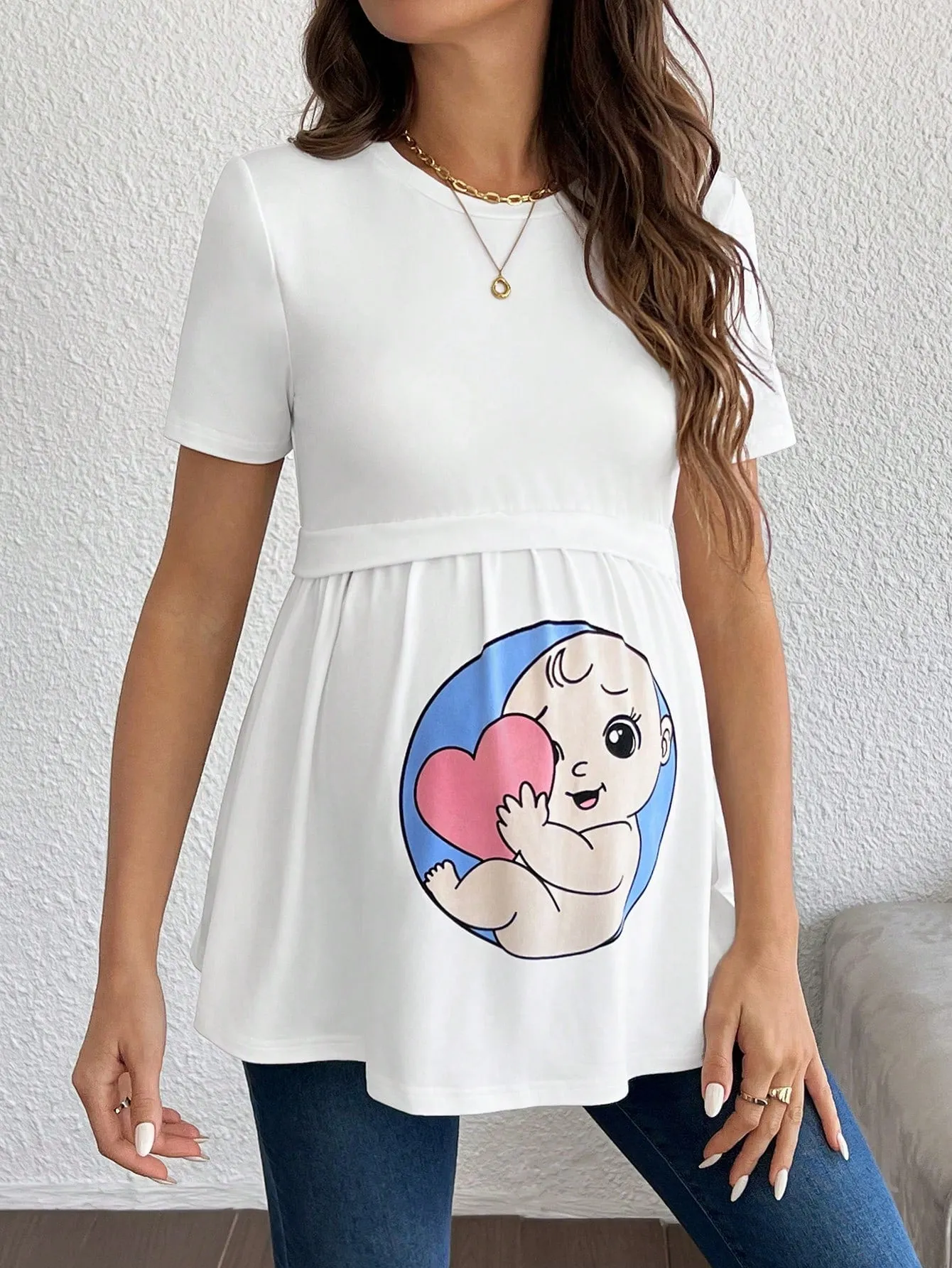 Camiseta de Maternidad Casual de Cherry Vibes en