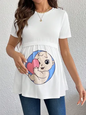 Camiseta de Maternidad Casual de Cherry Vibes en