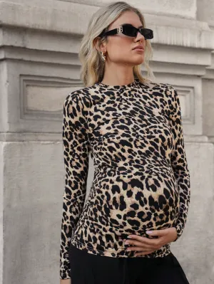 Camiseta de maternidad con estampado de leopardo