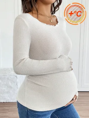 Camiseta de maternidad unicolor y casual en Cherry Vibes