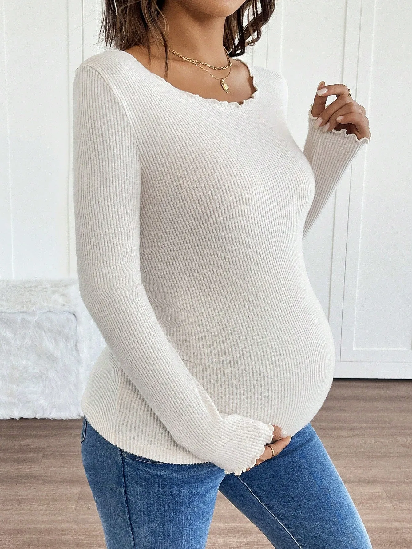 Camiseta de maternidad unicolor y casual en Cherry Vibes